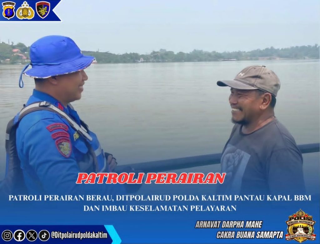 Patroli Quick Response Ditpolairud Berau Awasi Kapal Pengangkut BBM di Perairan Gurimbang